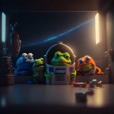 Pepe up in space with friends