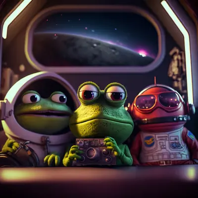 Pepe in space with friends