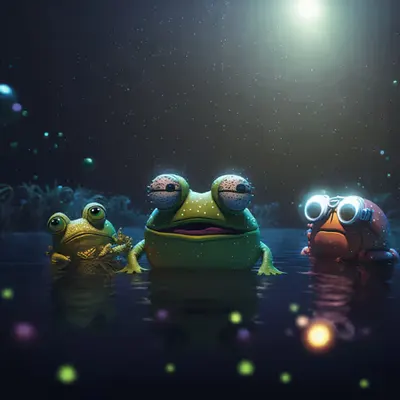 Pepe having some fun swimmming under the moonlight