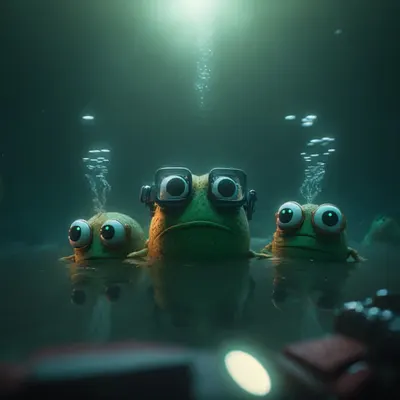 Pepe swimming with friends