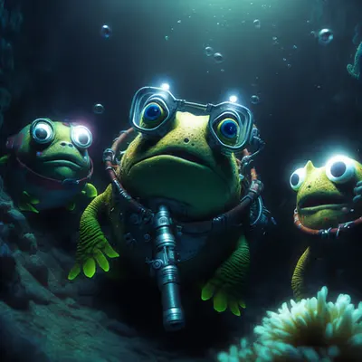 Pepe scuba diving deep under water