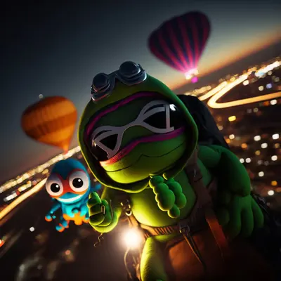 Pepe parachuting