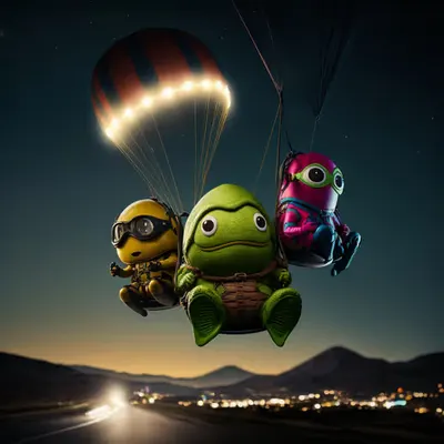 Pepe parachuting beautifully