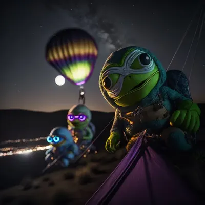 Pepe enjoying parachuting with pals