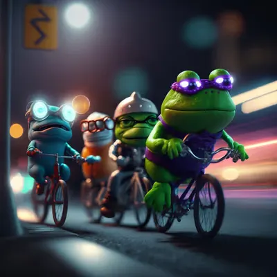 Pepe cycling with dudes