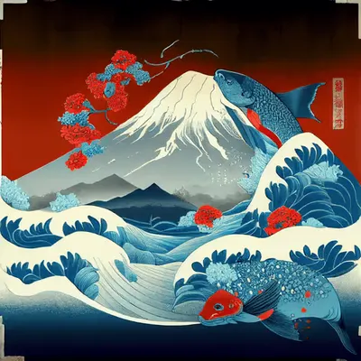 light blue fuji -水色富士- by AI