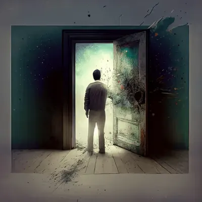 man opening the door –起- by AI