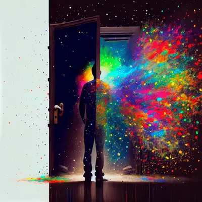 man opening the door –承- by AI
