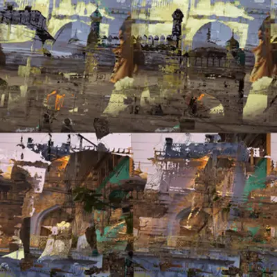 Scenario con vacca e moschea a Varanasi Glitch #6
