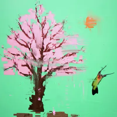 Cherry Blossom with Hummingbird B