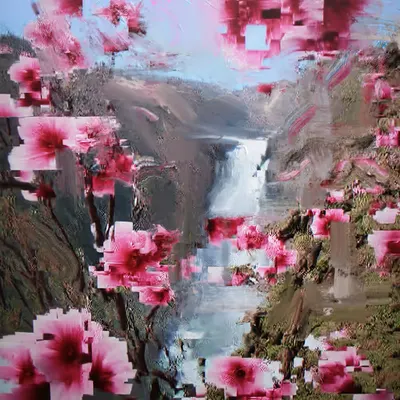 Cherry Blossom with Waterfall