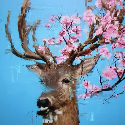 Cherry Blossom with Deer