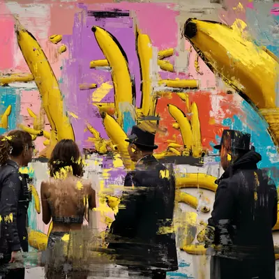 Gallery of Modern Banana Art - Large Colourful Banana Painting