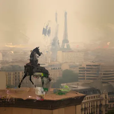 Robotic Steed in Parisian Twilight