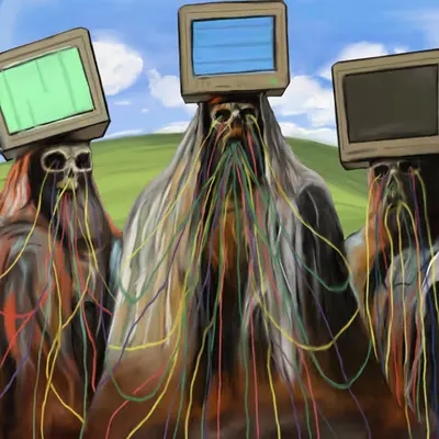 Techno Wizards over Windows Background