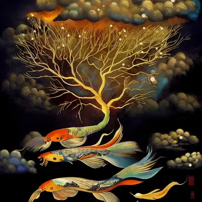 Midnight Koi Tree