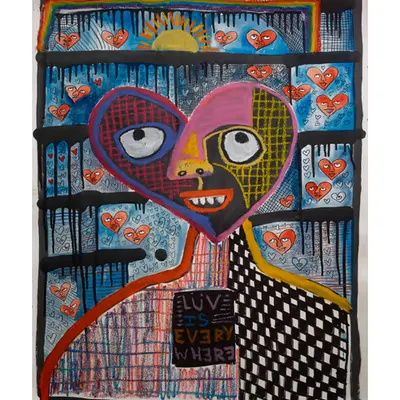 “LÜV is EVERYWHERE” 22x30” painting by Steven Rea