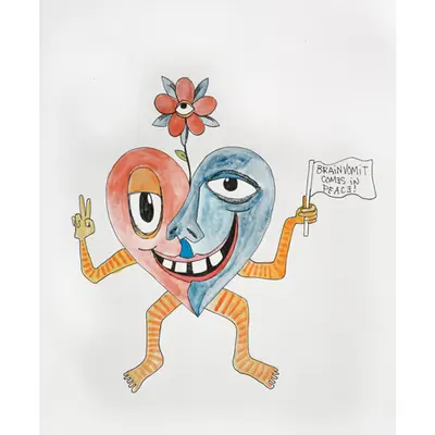 “BRAiN VOMiT COMES in PEACE” 1/1 watercolor