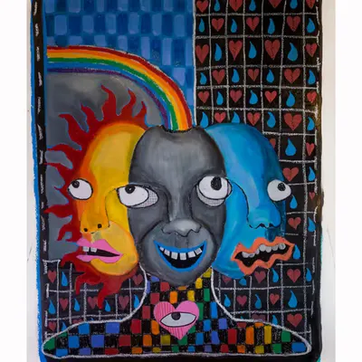 “FiND THE COLORS” finger painting by Steven Rea 