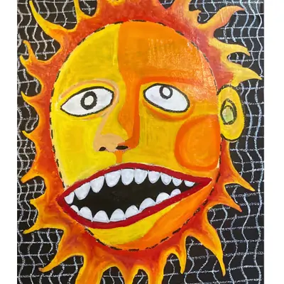 “SHiNE BRiTE!” Finger painting by Steven Rea