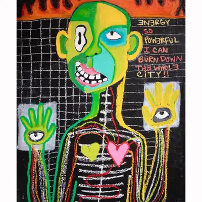 “POWERFÜL ENERGY!” Finger painting by Steven Rea