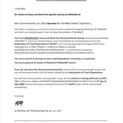 CEASE AND DESIST: OPENSEA.IO