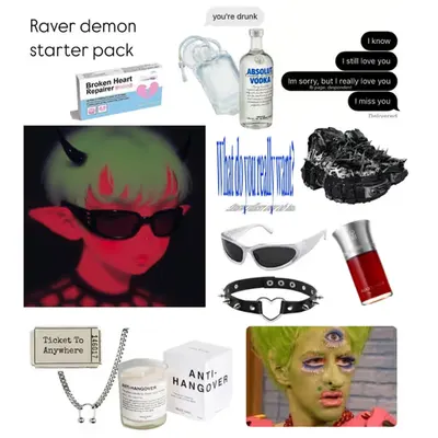 ⋆｡‧₊°♱༺ raver demon starter pack ༻♱༉‧₊˚.