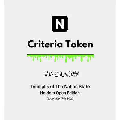 Slimesunday holders criteria token November 7th #1/30