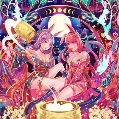 #05KAWAII HATO Mystic Moon w  Usagi and Tsuki chan