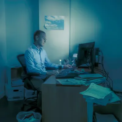 Ernest in His Office at the Trucking Company