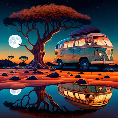 Summer, African Savannah at Night