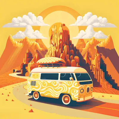Summer, Mountain Road at Sunset