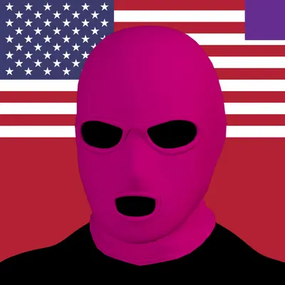 Villain #201 - The Pink Ski Mask Villain on the Merica background with the Purple Accent