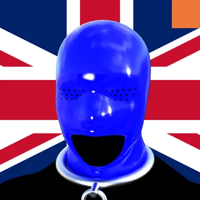 Villain #205 - The Blue Latex Sexual Deviant Villain on the British background with the Original Accent