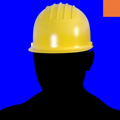 Villain #207 - The Construction Villain on the Blue background with the Original Accent