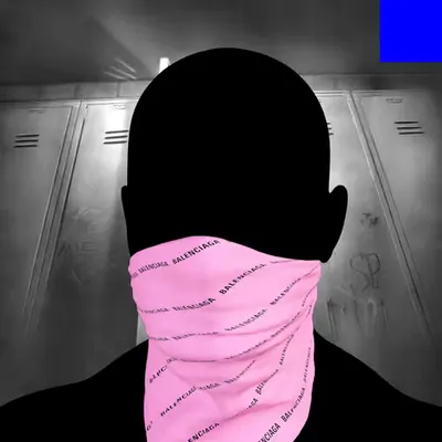Villain #341 - The Balenciaga Scarf Villain on the Locker Room background with the Blue Accent