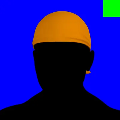 Villain #376 - The Orange Durag Villain on the Blue background with the Green Accent