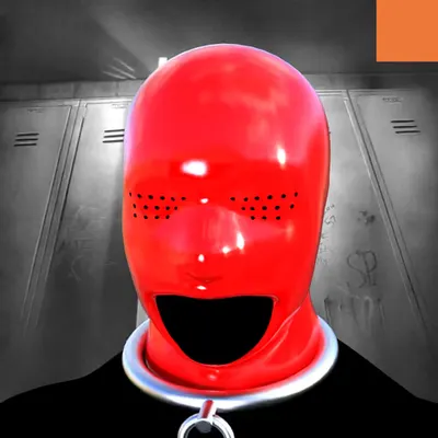 Villain #395 - The Red Latex Sexual Deviant Villain on the Locker Room background with the Original Accent