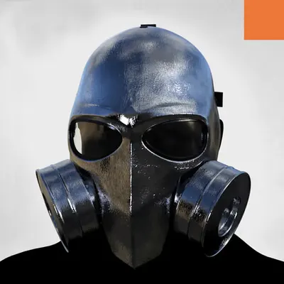 Villain #399 - The Chrome Gas Mask Villain on the Original background with the Original Accent