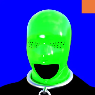 Villain #410 - The Green Latex Sexual Deviant Villain on the Blue background with the Original Accent
