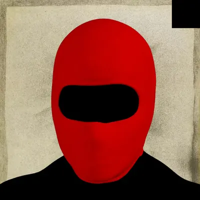 Villain #491 - The Red Balaclava Villain on the Dusty Paper background with the Black Accent