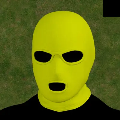 Villain #499 - The Yellow Ski Mask Villain on the Grass background with the Black Accent