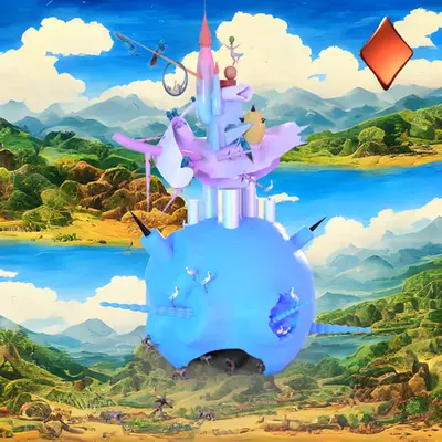 #108 | Building varation 3 scene with background seed 338 and a Red Diamond card suit