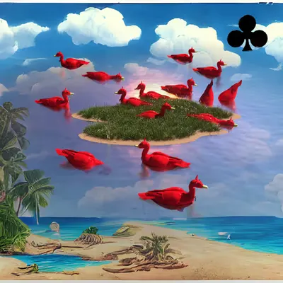 #113 | Devil ducks scene with background seed 638 and a Black Club card suit