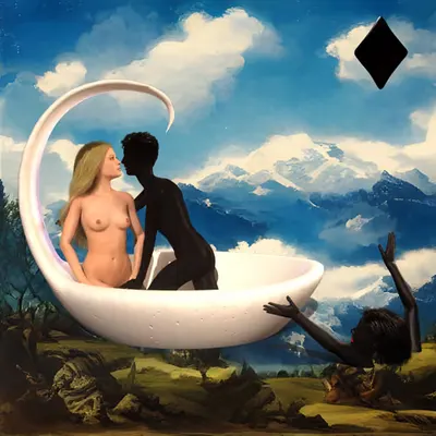 #136 | Lost Lover scene with background seed 128 and a Black Diamond card suit
