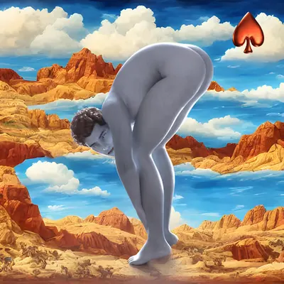 #168 | Bending over scene with background seed 342 and a Red Spade card suit