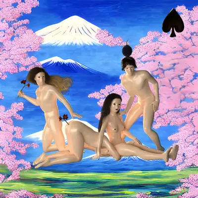 #169 | Gluteus Botanica scene with background seed 711 and a Black Spade card suit
