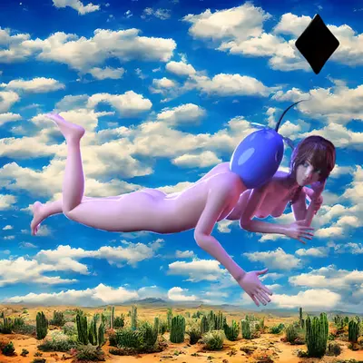 #186 | Lovers with a fruit for a head scene with background seed 574 and a Black Diamond card suit