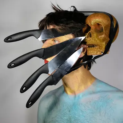 Mask Of Knives with Imaginary Golden Skull