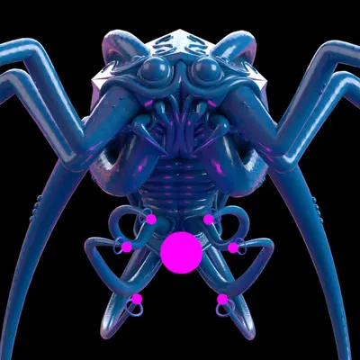 Metageist Aeth Hopper. Render in blue.